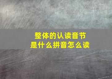 整体的认读音节是什么拼音怎么读