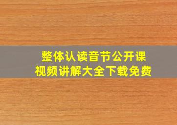 整体认读音节公开课视频讲解大全下载免费