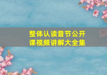 整体认读音节公开课视频讲解大全集