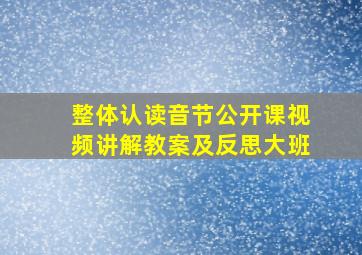 整体认读音节公开课视频讲解教案及反思大班