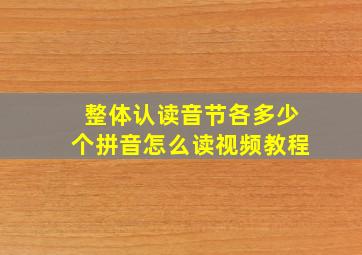 整体认读音节各多少个拼音怎么读视频教程