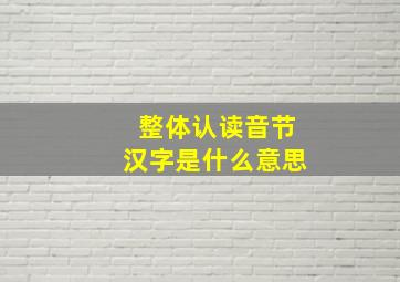 整体认读音节汉字是什么意思