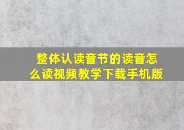 整体认读音节的读音怎么读视频教学下载手机版