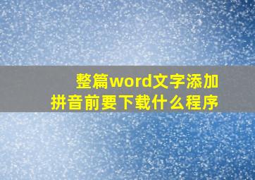 整篇word文字添加拼音前要下载什么程序