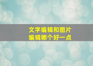 文字编辑和图片编辑哪个好一点