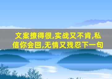 文案撩得很,实战又不肯,私信你会回,无情又残忍下一句