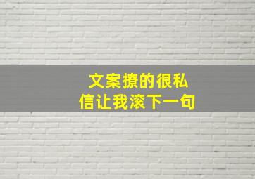 文案撩的很私信让我滚下一句