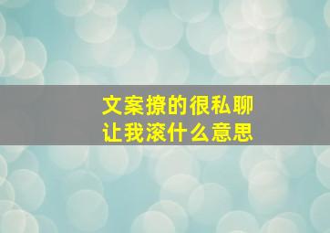 文案撩的很私聊让我滚什么意思