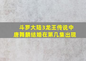 斗罗大陆3龙王传说中唐舞麟结婚在第几集出现