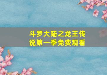 斗罗大陆之龙王传说第一季免费观看