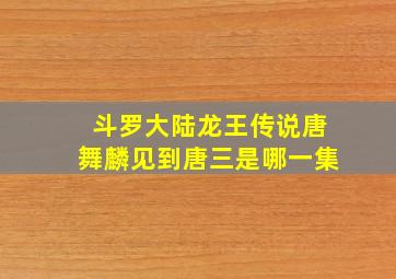 斗罗大陆龙王传说唐舞麟见到唐三是哪一集