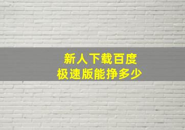 新人下载百度极速版能挣多少