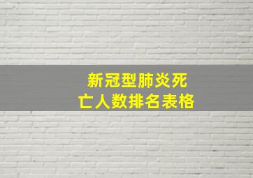 新冠型肺炎死亡人数排名表格