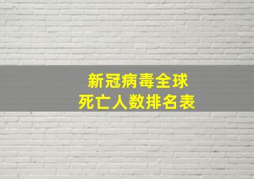 新冠病毒全球死亡人数排名表