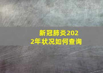 新冠肺炎2022年状况如何查询