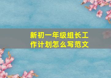 新初一年级组长工作计划怎么写范文