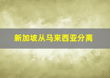 新加坡从马来西亚分离