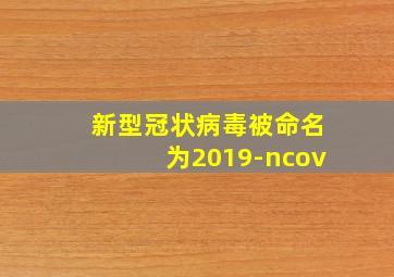 新型冠状病毒被命名为2019-ncov