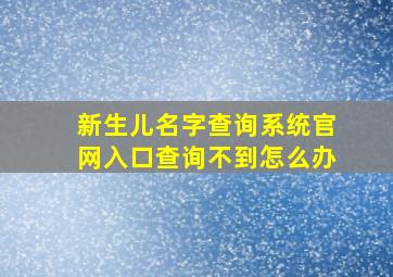 新生儿名字查询系统官网入口查询不到怎么办