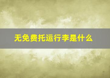 无免费托运行李是什么