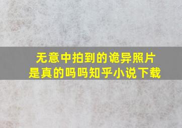 无意中拍到的诡异照片是真的吗吗知乎小说下载