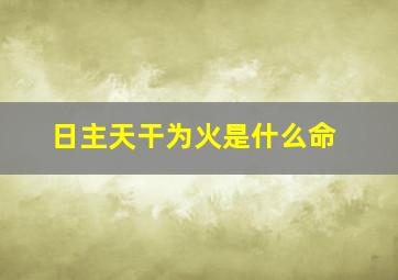 日主天干为火是什么命