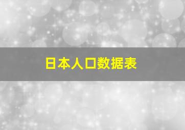 日本人口数据表