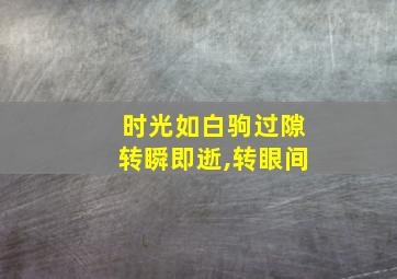 时光如白驹过隙转瞬即逝,转眼间