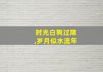 时光白驹过隙,岁月似水流年