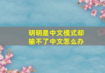 明明是中文模式却输不了中文怎么办