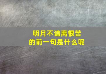 明月不谙离恨苦的前一句是什么呢