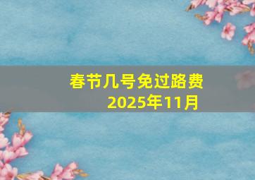 春节几号免过路费2025年11月