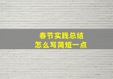 春节实践总结怎么写简短一点