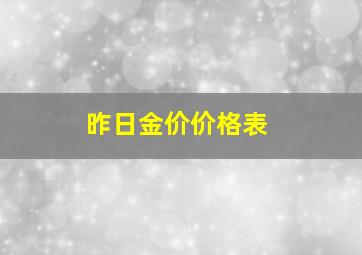 昨日金价价格表