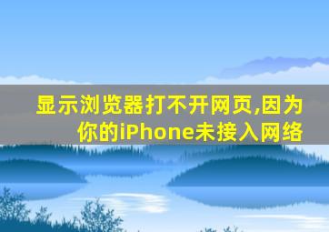 显示浏览器打不开网页,因为你的iPhone未接入网络