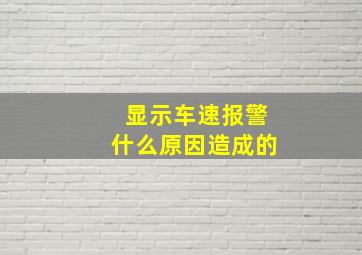 显示车速报警什么原因造成的