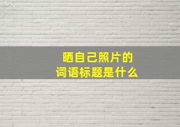 晒自己照片的词语标题是什么