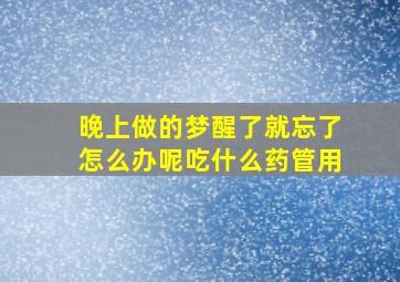 晚上做的梦醒了就忘了怎么办呢吃什么药管用