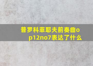 普罗科菲耶夫前奏曲op12no7表达了什么