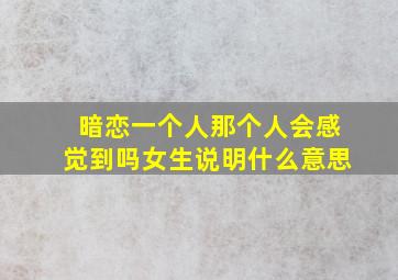 暗恋一个人那个人会感觉到吗女生说明什么意思