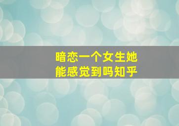 暗恋一个女生她能感觉到吗知乎