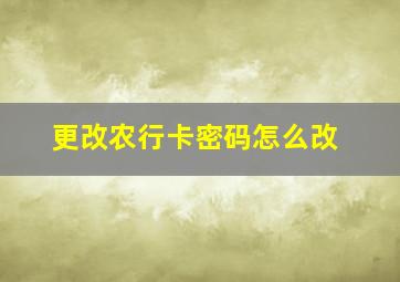 更改农行卡密码怎么改