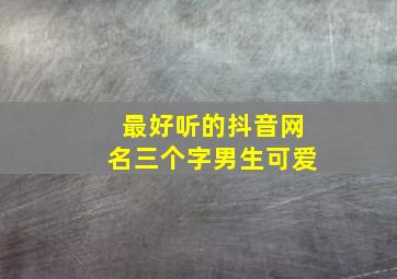 最好听的抖音网名三个字男生可爱