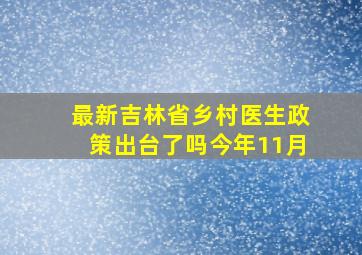 最新吉林省乡村医生政策出台了吗今年11月