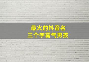 最火的抖音名三个字霸气男孩