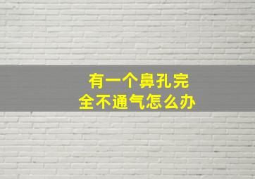 有一个鼻孔完全不通气怎么办