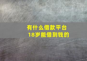 有什么借款平台18岁能借到钱的