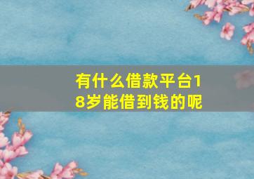 有什么借款平台18岁能借到钱的呢