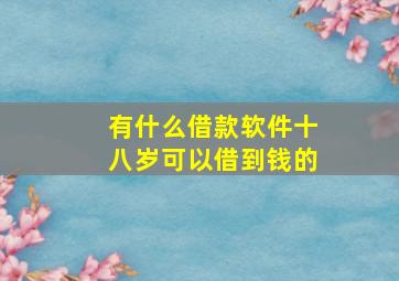 有什么借款软件十八岁可以借到钱的