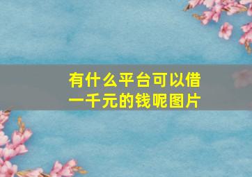 有什么平台可以借一千元的钱呢图片